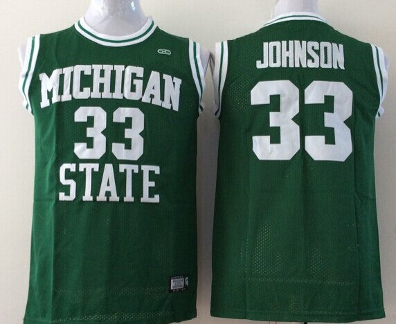 Men's Michigan State Spartans Magic Johnson #33 Green Player Game Jersey