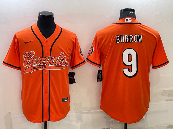 Men's Cincinnati Bengals Joe Burrow #9 Orange Fashion Game Jersey