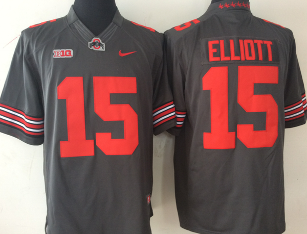 Men's Ohio State Buckeyes Ezekiel Elliott #15 Gray Player Game Jersey