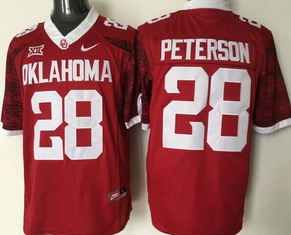 Men's Oklahoma Sooners Adrian Peterson #28 Crimson Player Jersey