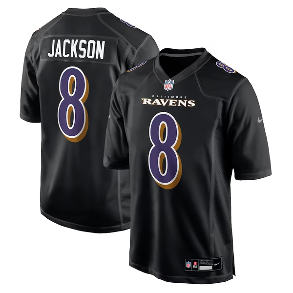 Men's Baltimore Ravens Lamar Jackson #8 Black Fashion Game Jersey