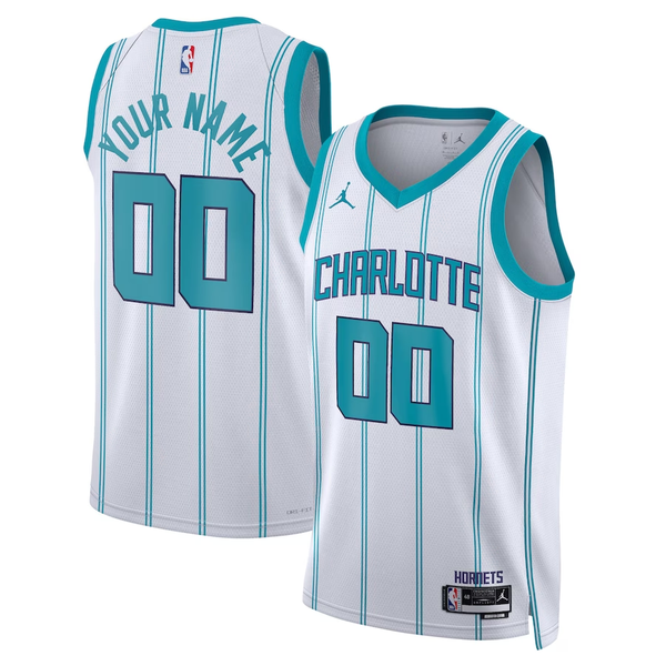 Men's Charlotte Hornets White Swingman Custom Jersey - Association Edition