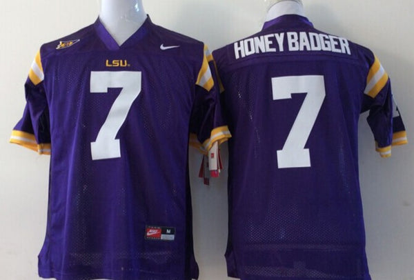 Men's LSU Tigers Honey Badger #7 Purple Player Game Jersey