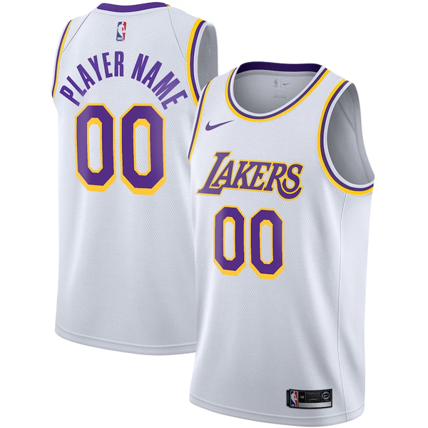 Men's Los Angeles Lakers White 2020/21 Swingman Custom Jersey - Association Edition