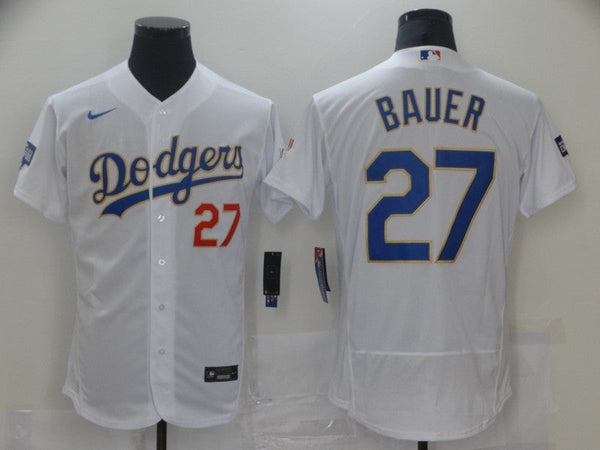 Men's Los Angeles Dodgers Trevor Bauer #27 White Replica Player Jersey