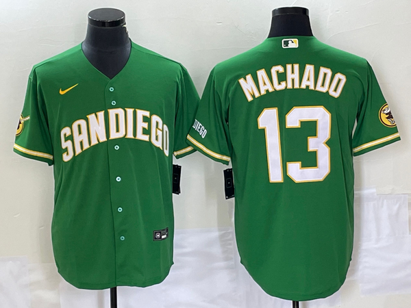 Men's San Diego Padres Manny Machado #13 Green Replica Player Jersey