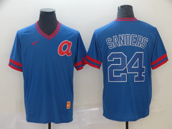 Men's Atlanta Braves Deion Sanders #24 Blue Replica Player Jersey