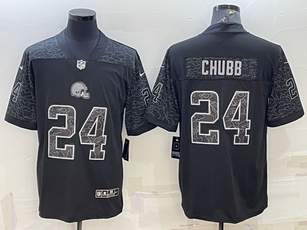 Men's Cleveland Browns Nick Chubb #24 Black RFLCTV Limited Jersey