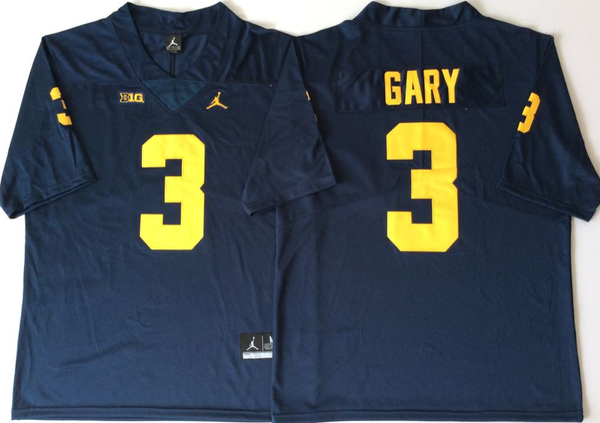 Men's Michigan Wolverines Rashan Gary #3 Navy Alumni Player Game Jersey