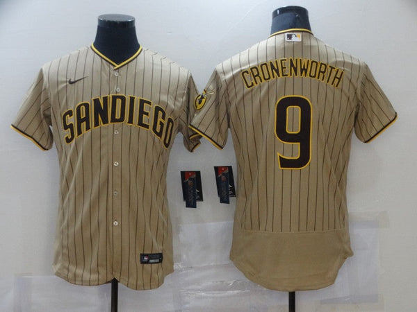 Men's San Diego Padres Jake Cronenworth #9 Khaki Stitched Jersey