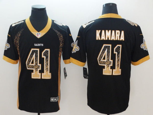 Men's New Orleans Saints Alvin Kamara #41 Black Team Game Jersey