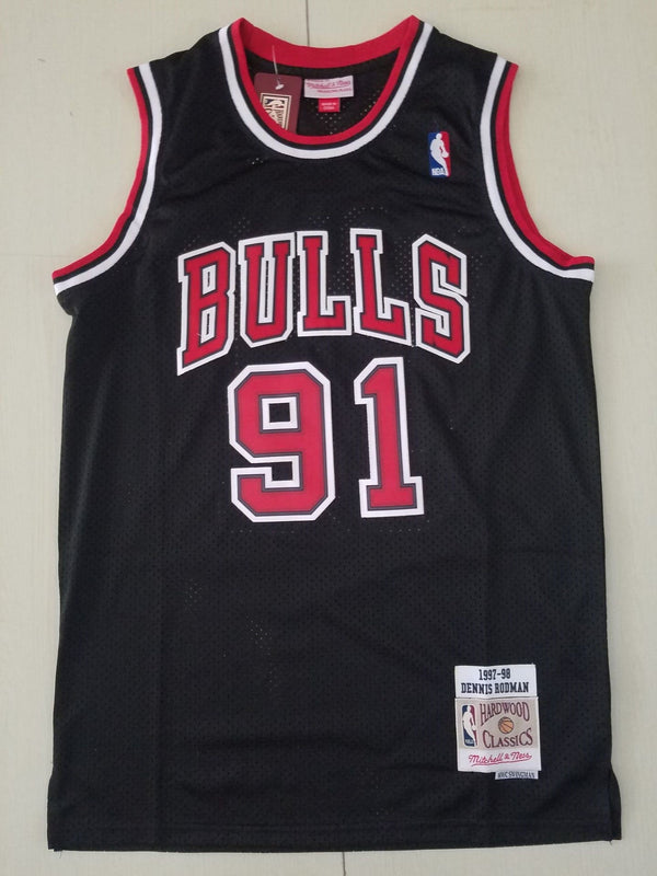 Men's Chicago Bulls Dennis Rodman 1997-98 Black Hardwood Classics Swingman Jersey