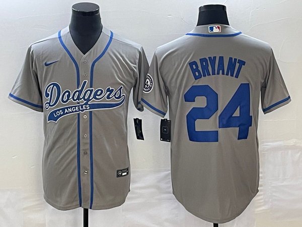 Men's Los Angeles Dodgers Kobe Bryant #24 Gray Player Jersey Joint Edition