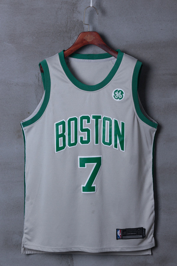 Men's Boston Celtics Jaylen Brown #7 NBA Gray Replica Jersey