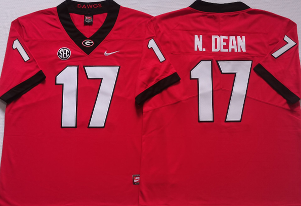 Men's Georgia Bulldogs Nakobe Dean #17 Red Player Game Jersey