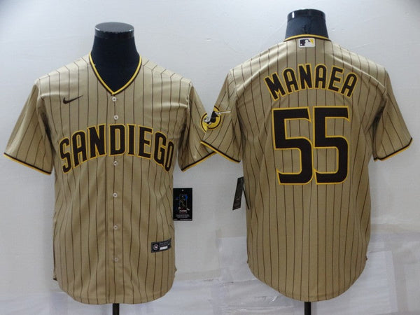 Men's San Diego Padres Sean Manaea #55 Khaki Stitched Jersey