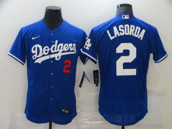 Men's Los Angeles Dodgers Tommy Lasorda #2 Blue Replica Baseball Jersey