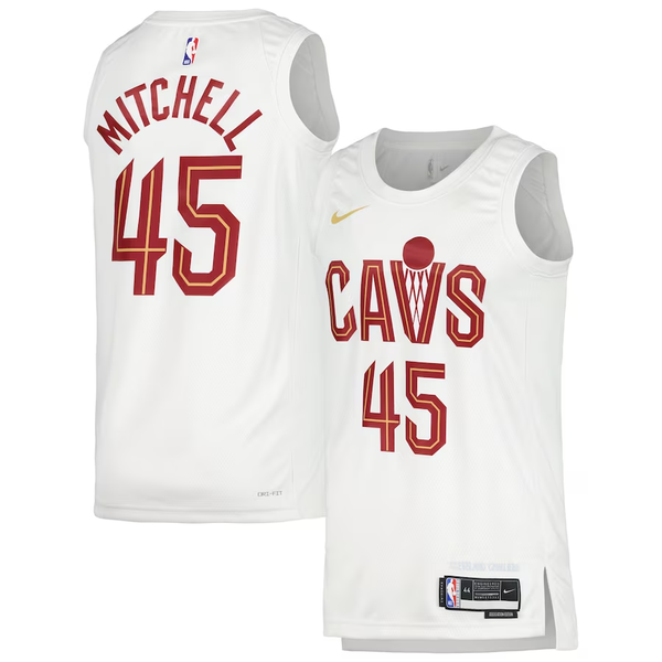 Men's Cleveland Cavaliers Donovan Mitchell #45 White Swingman Jersey - Association Edition