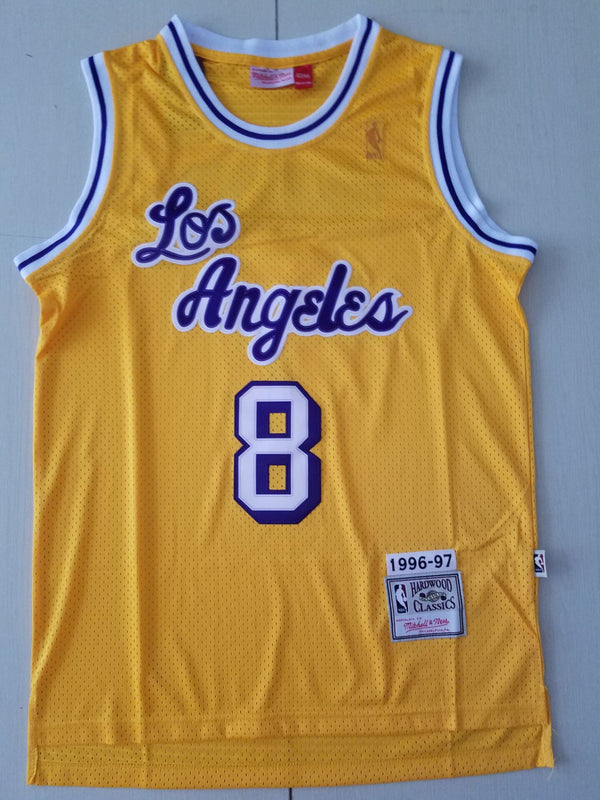 Men's Los Angeles Lakers Kobe Bryant Yellow 1996-97 Hardwood Classics Authentic Jersey