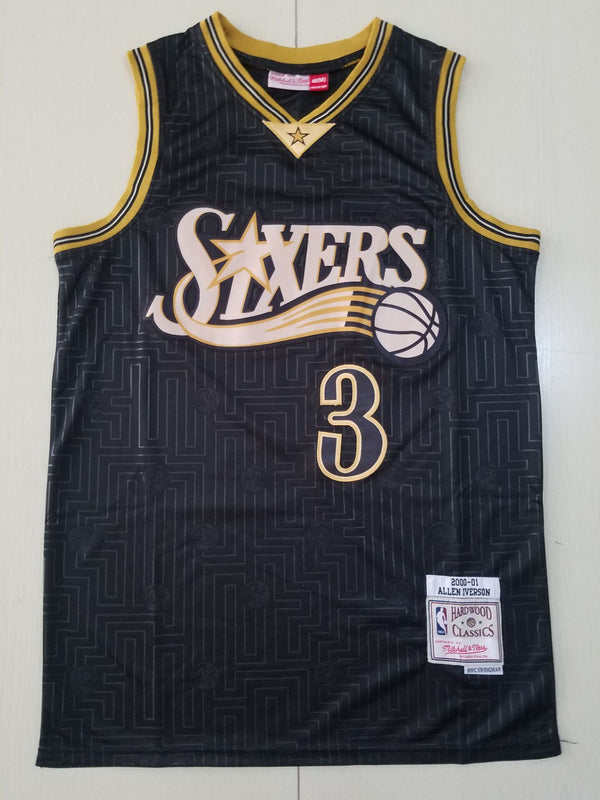 Men's Philadelphia 76ers Allen Iverson Black 2000-01 Hardwood Classics Jersey