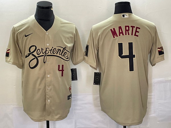 Men's Arizona Diamondbacks Ketel Marte #4 Beige Replica Baseball Jersey