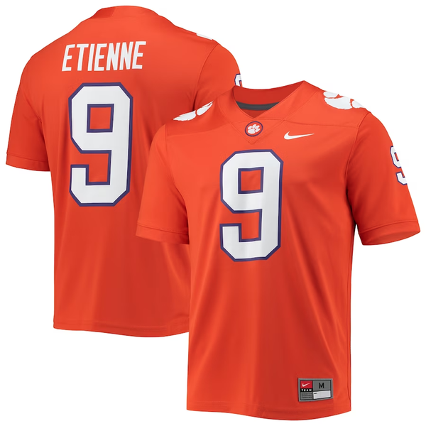 Men's Clemson Tigers Travis Etienne #9 Orange 2021 Draft Class Game Jersey