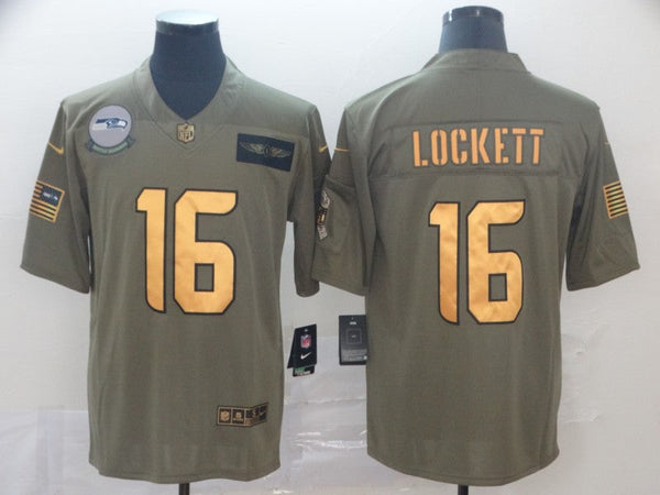 Men's Seattle Seahawks Tyler Lockett #16 Brown Game Jersey