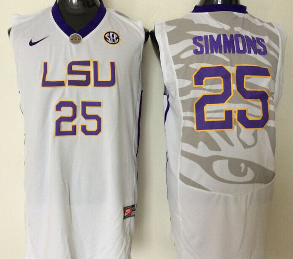 Men's LSU Tigers Ben Simmons #25 White Player Game Jersey