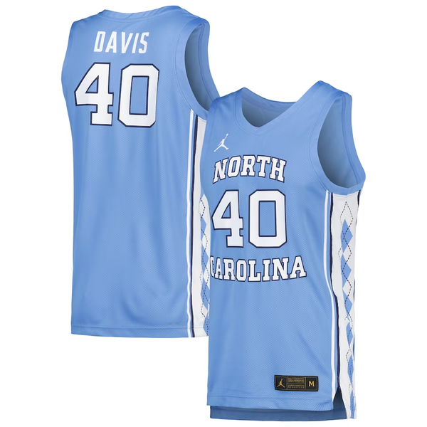 Men's North Carolina Tar Heels Hubert Davis #40 Blue Player Game Jersey