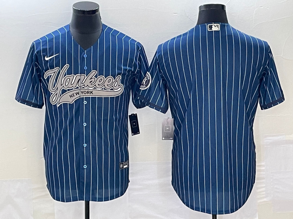 Men's New York Yankees Blue Replica Blank Jersey Joint Edition