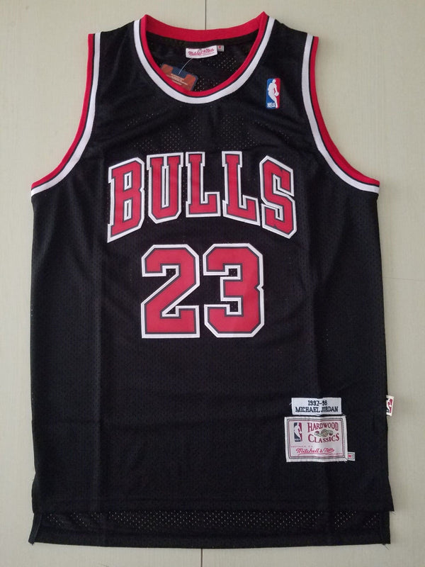 Men's Chicago Bulls Michael Jordan Black 1997-98 Hardwood Classics Player Jersey