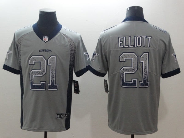 Men's Dallas Cowboys Ezekiel Elliott #21 Gray Authentic Game Jersey