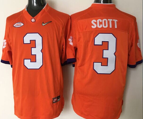 Men's Clemson Tigers Artavis Scott #3 Orange Game Jersey