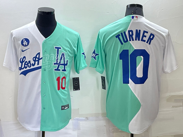 Men's Los Angeles Dodgers Justin Turner #10 White/Green Stitched Jersey