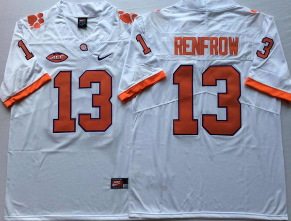 Men's Clemson Tigers Hunter Renfrow #13 White Game Jersey