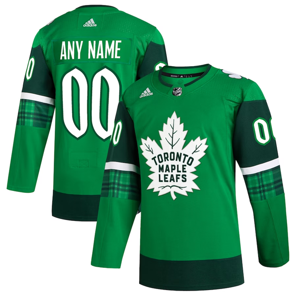 Men's Toronto Maple Leafs Kelly Green St. Patrick's Day Authentic Custom Jersey