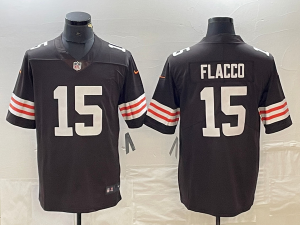 Men's Cleveland Browns Joe Flacco #15 Brown Game Player Jersey