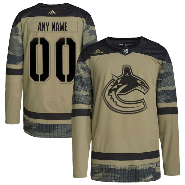 Men's Vancouver Canucks Camo Military Appreciation Team Authentic Custom Practice Jersey