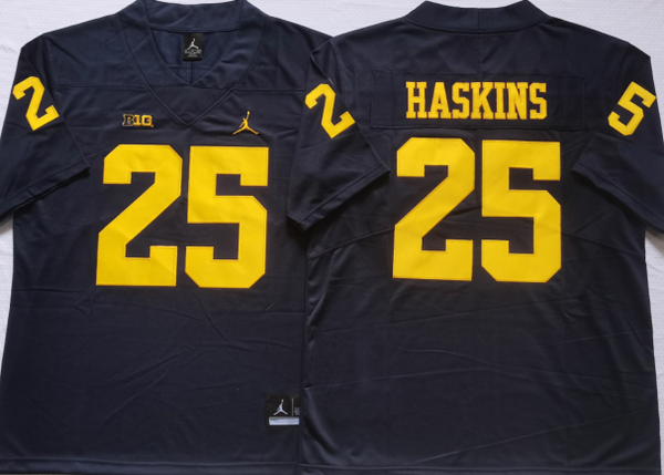 Men's Michigan Wolverines Hassan Haskins #25  Navy  Alumni Player Game Jersey