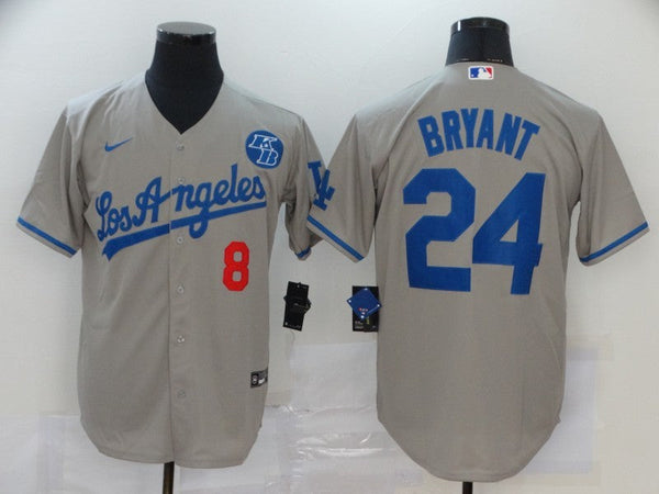 Men's Los Angeles Dodgers Kobe Bryant #8-24 Gray Replica Baseball Jersey