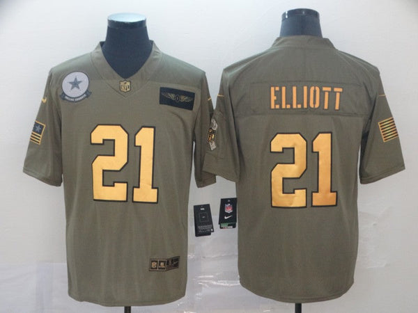 Men's Dallas Cowboys Ezekiel Elliott #21 Brown Alternate Game Jersey