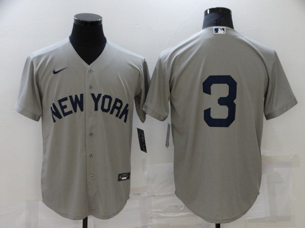 Men's New York Yankees Babe Ruth #3 Gray Replica Player Name Jersey