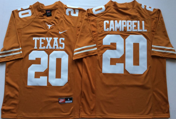 Men's Texas Longhorns Earl Campbell #20 Orange Replica Team Jersey