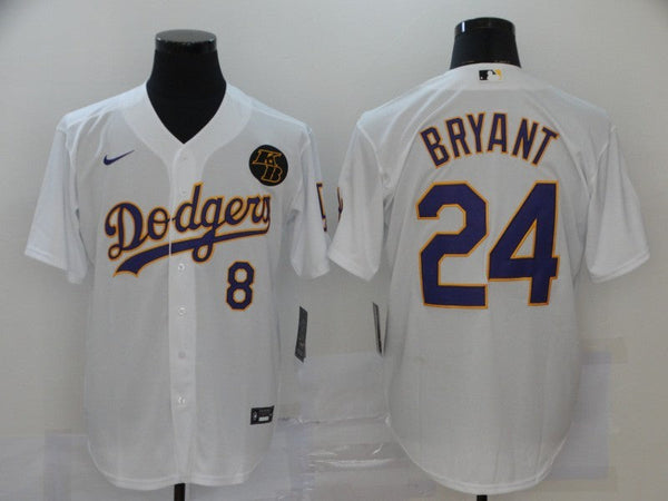 Men's Los Angeles Dodgers Kobe Bryant #8-24 White Replica Player Jersey