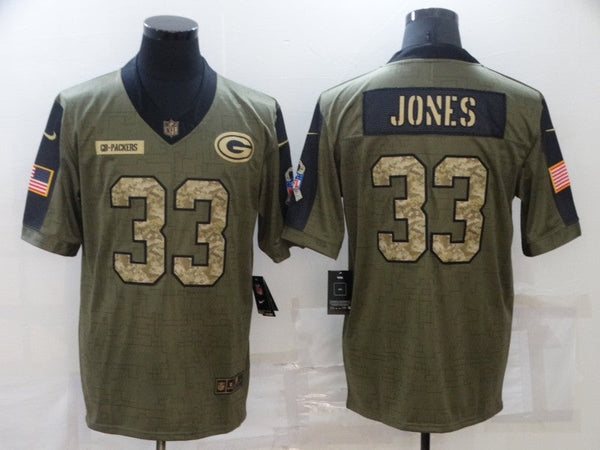 Men's Green Bay Packers Aaron Jones #33 Brown Player Game Jersey