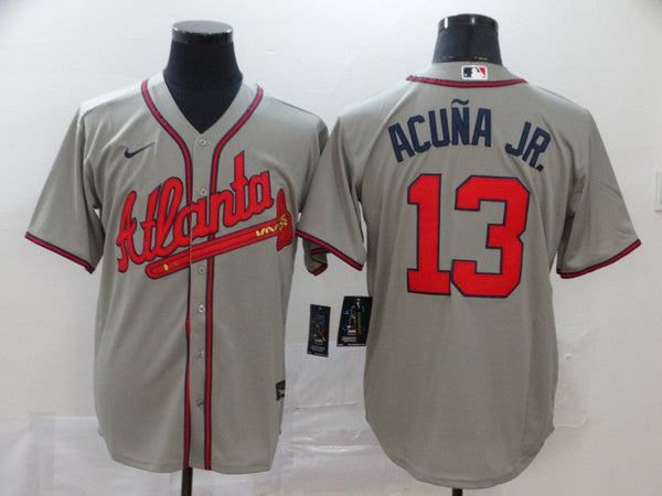 New Men's Atlanta Braves Ronald Acu?a Jr. #13 Jersey Gray