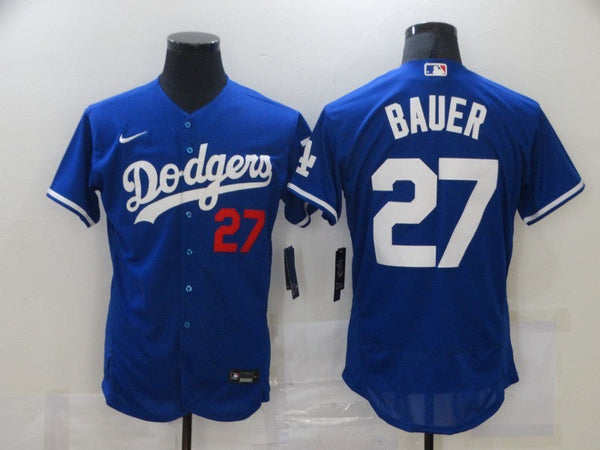 Men's Los Angeles Dodgers Trevor Bauer #27 Blue Replica Baseball Jersey