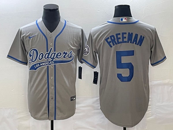 Men's Los Angeles Dodgers Freddie Freeman #5 Gray Player Jersey Joint Edition