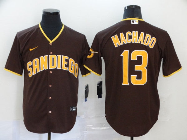 Men's San Diego Padres #13 Manny Machado Brown Stitched Jersey