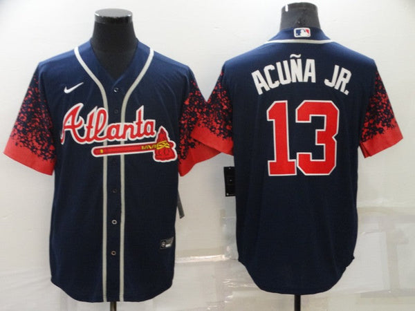 Men's Atlanta Braves Ronald Acu?a Jr. #13 Navy Stitched Player Jersey